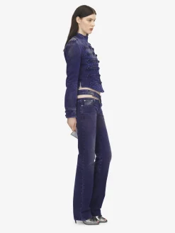 Women's Uniform Denim Jacket in Purple