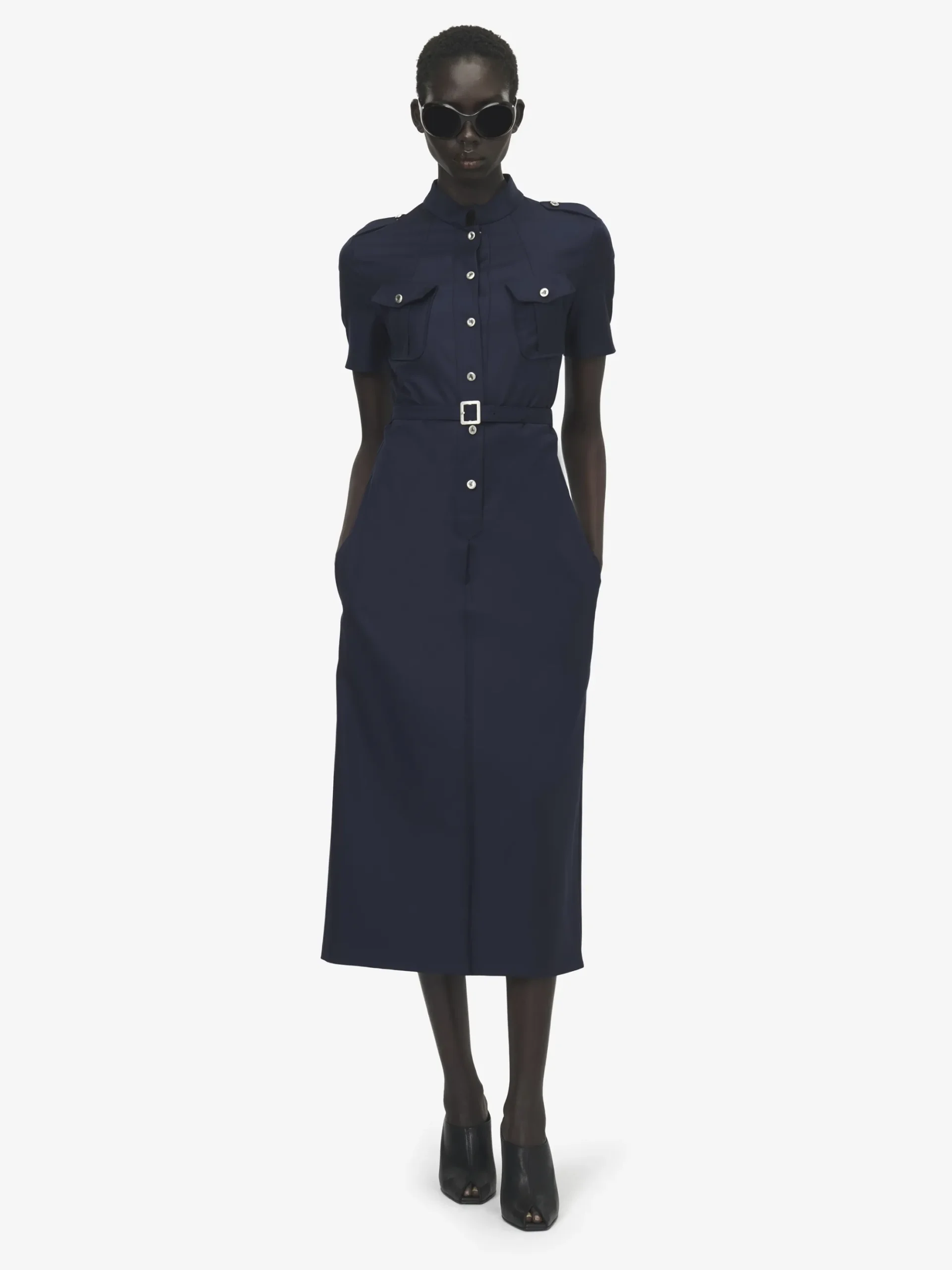 Women's Uniform Midi Dress in Indigo