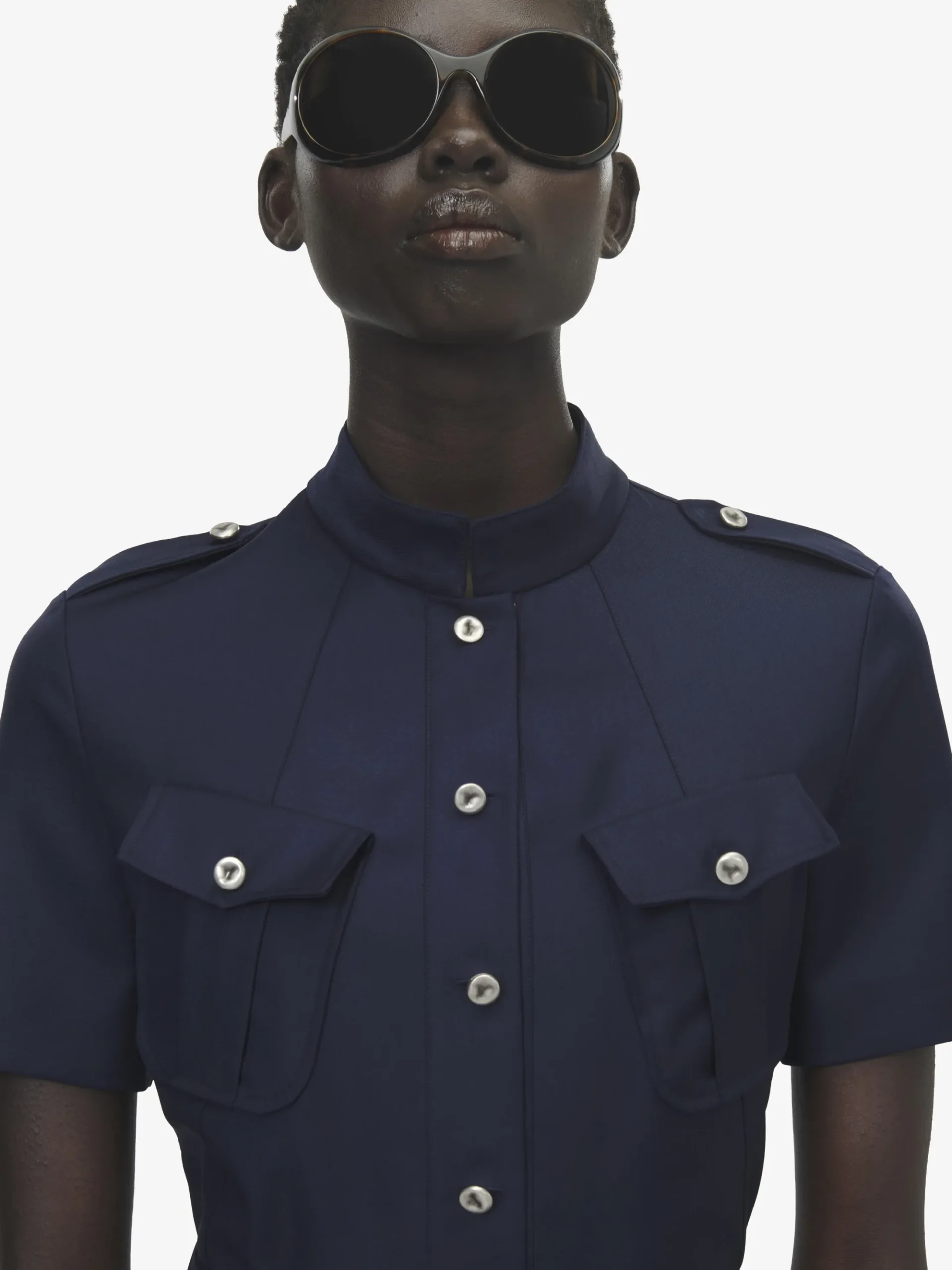Women's Uniform Midi Dress in Indigo