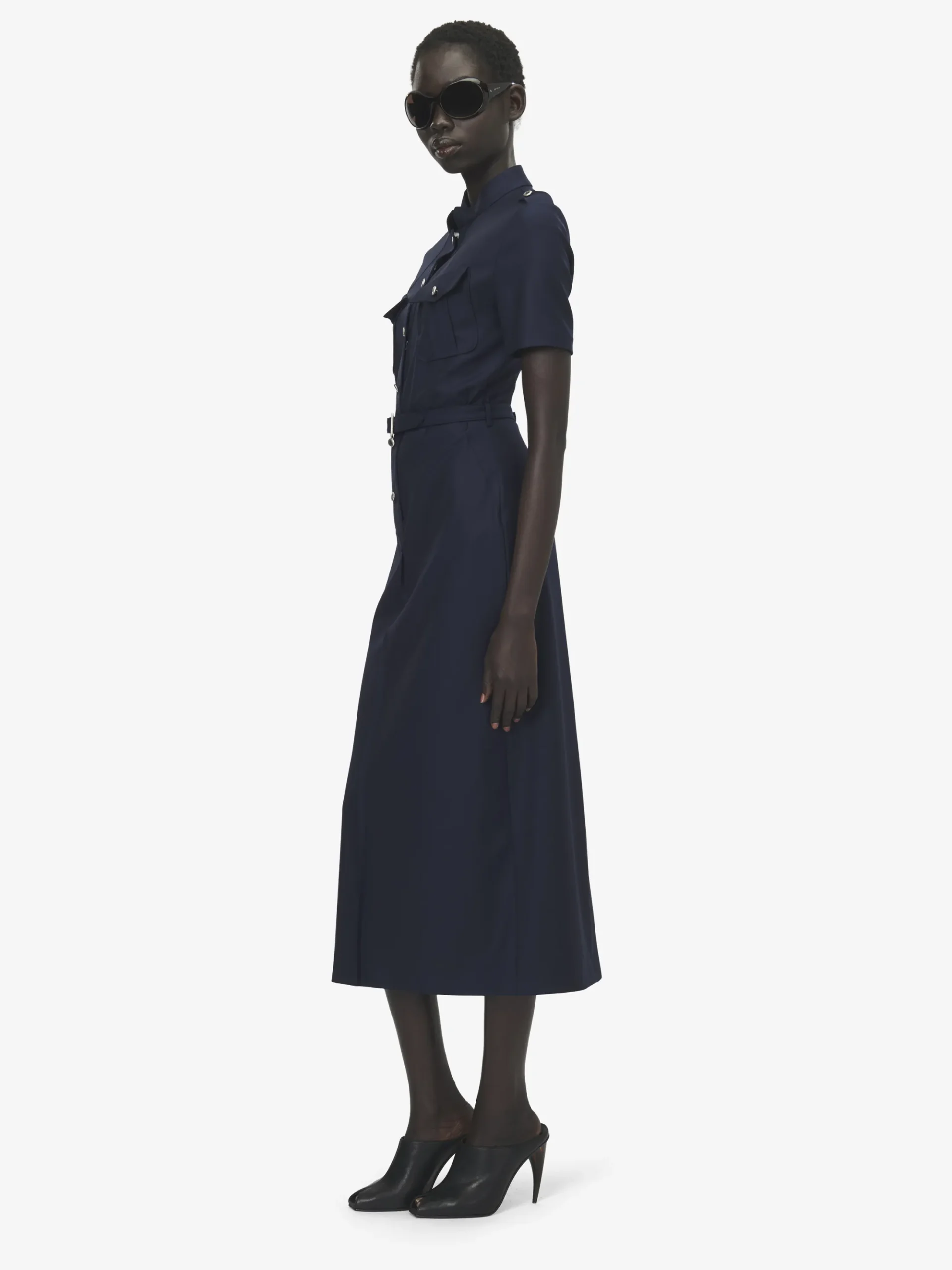 Women's Uniform Midi Dress in Indigo