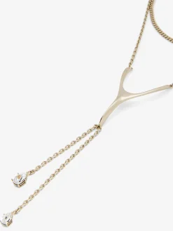 Women's Wishbone Necklace in Pale Gold-finish