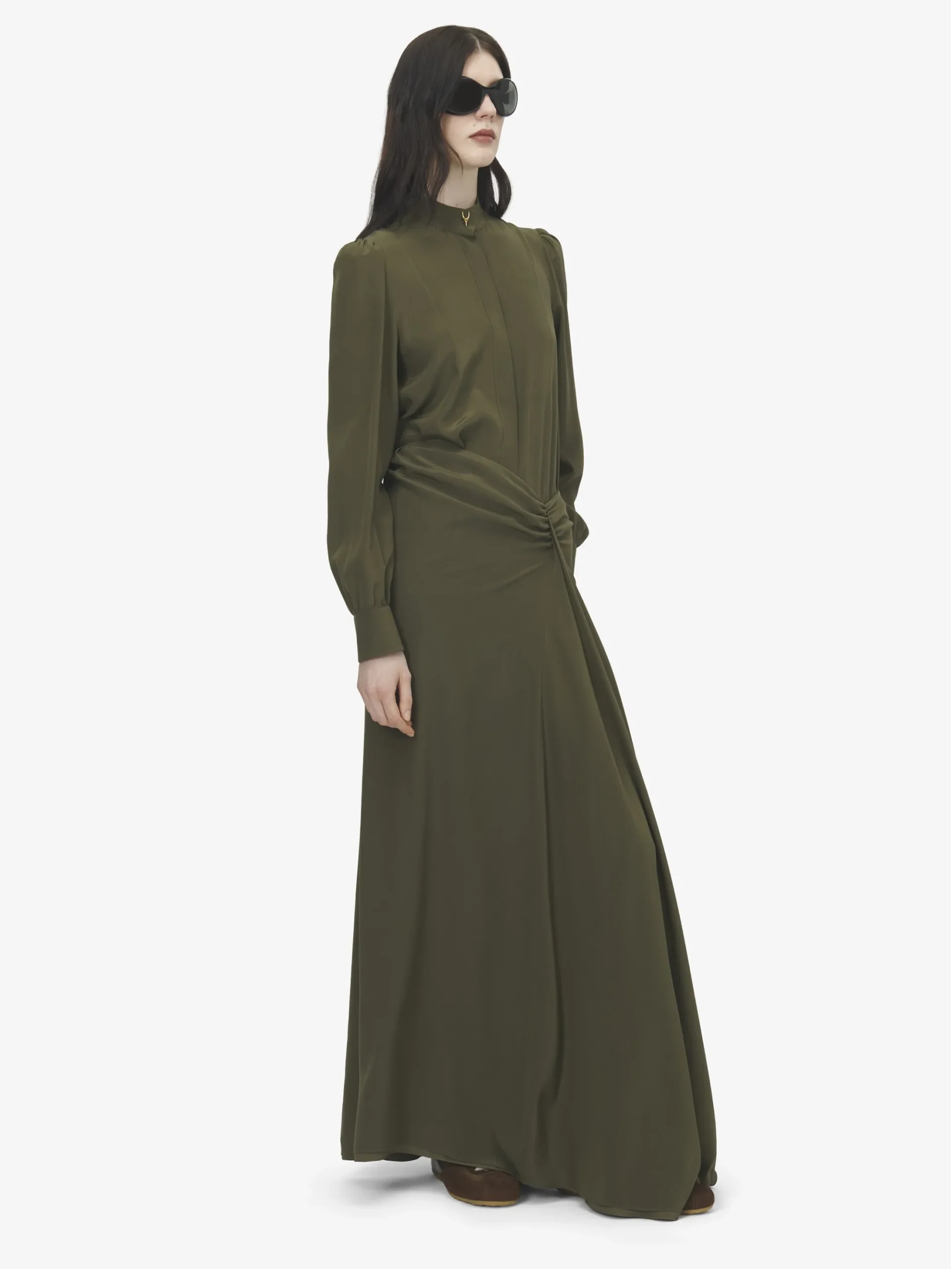 Women's Wishbone Silk Shirt in Green