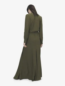 Women's Wishbone Silk Shirt in Green