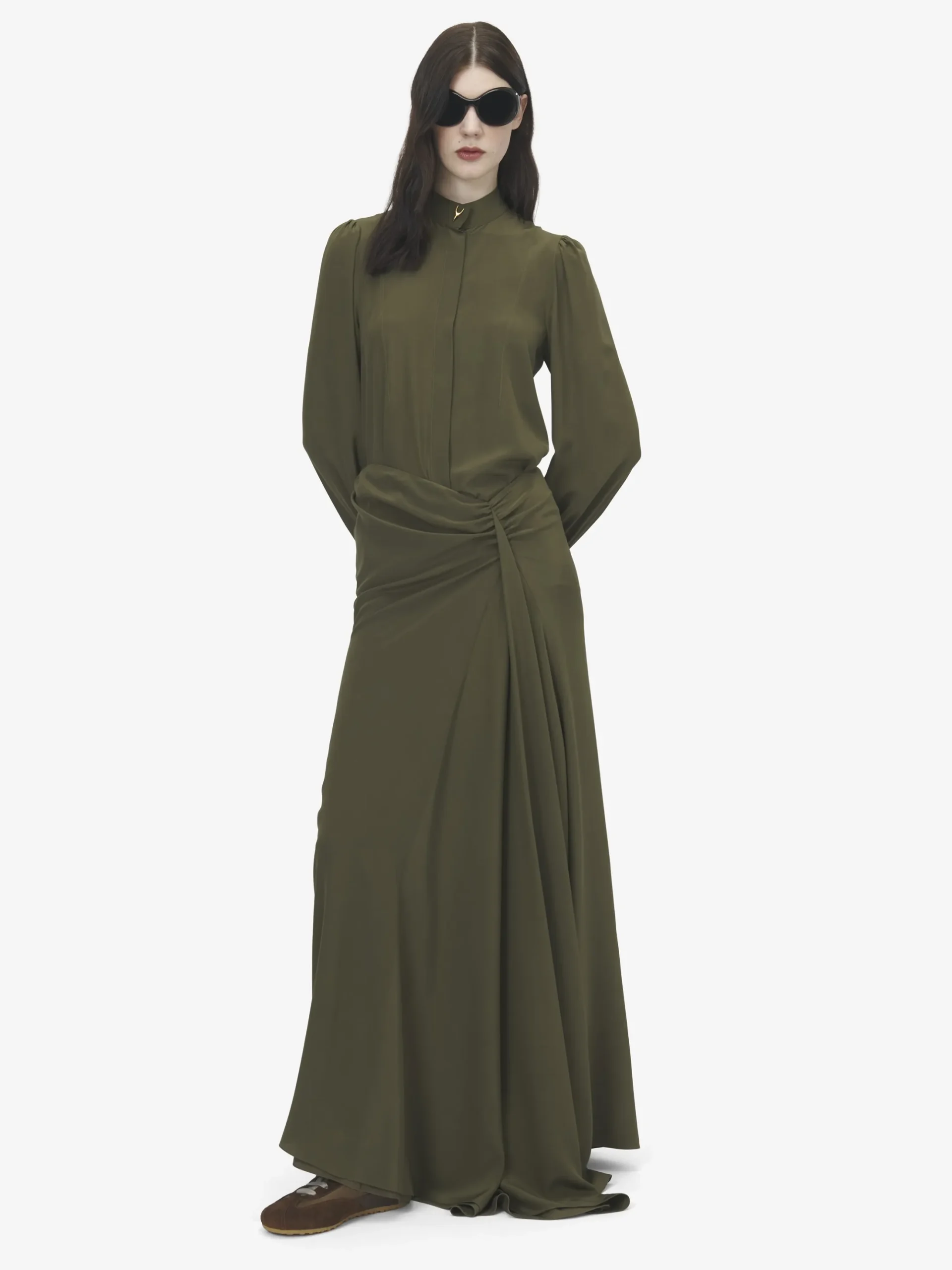 Women's Wishbone Silk Shirt in Green
