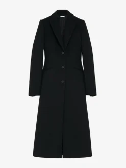 Women's Wool Felt Single-breasted Coat in Black