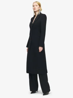 Women's Wool Felt Single-breasted Coat in Black