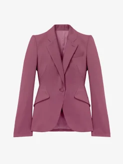 Women's Wool Single-breasted Jacket in Pink