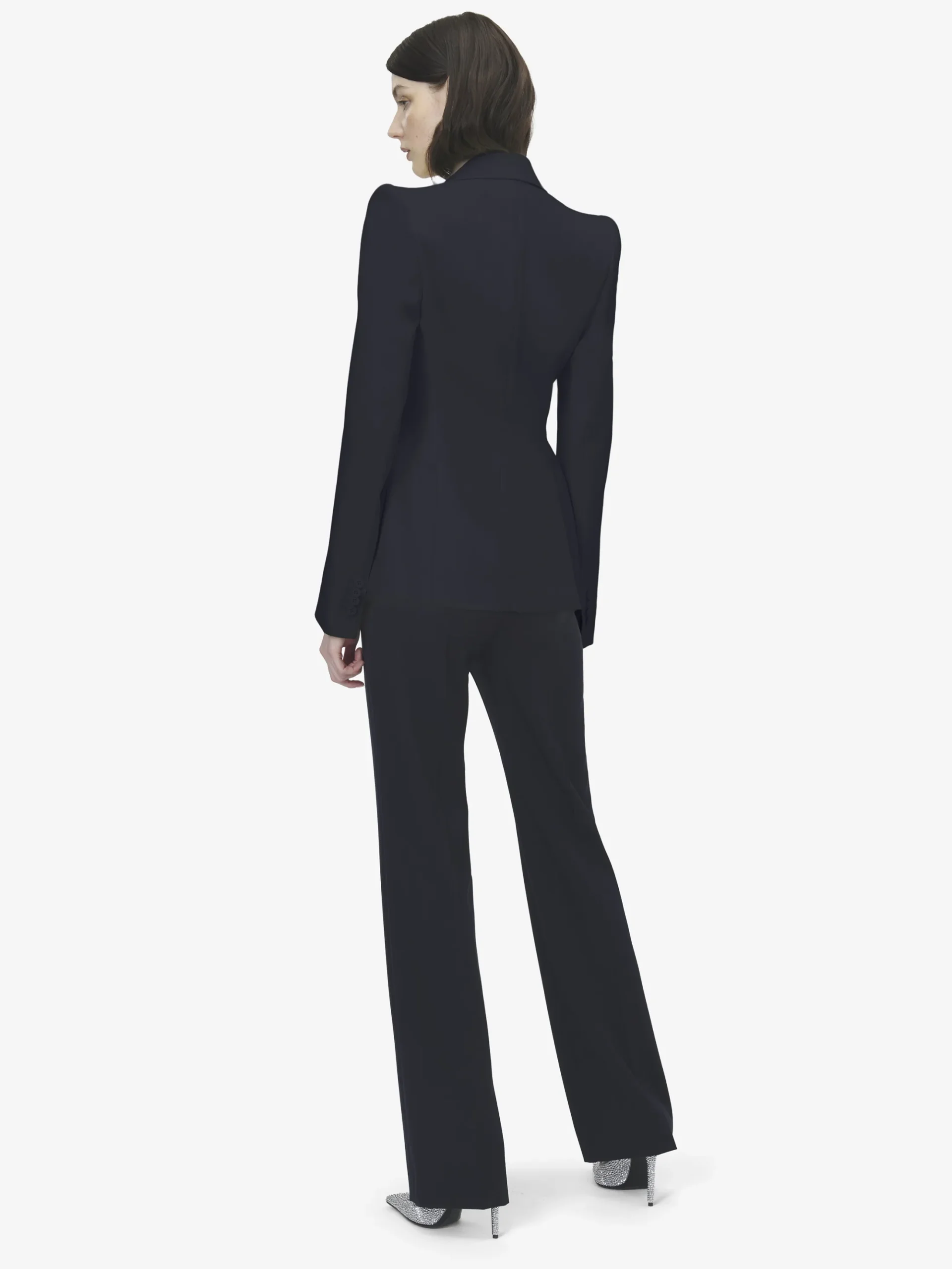 Women's Wool Single-breasted Jacket in Indigo