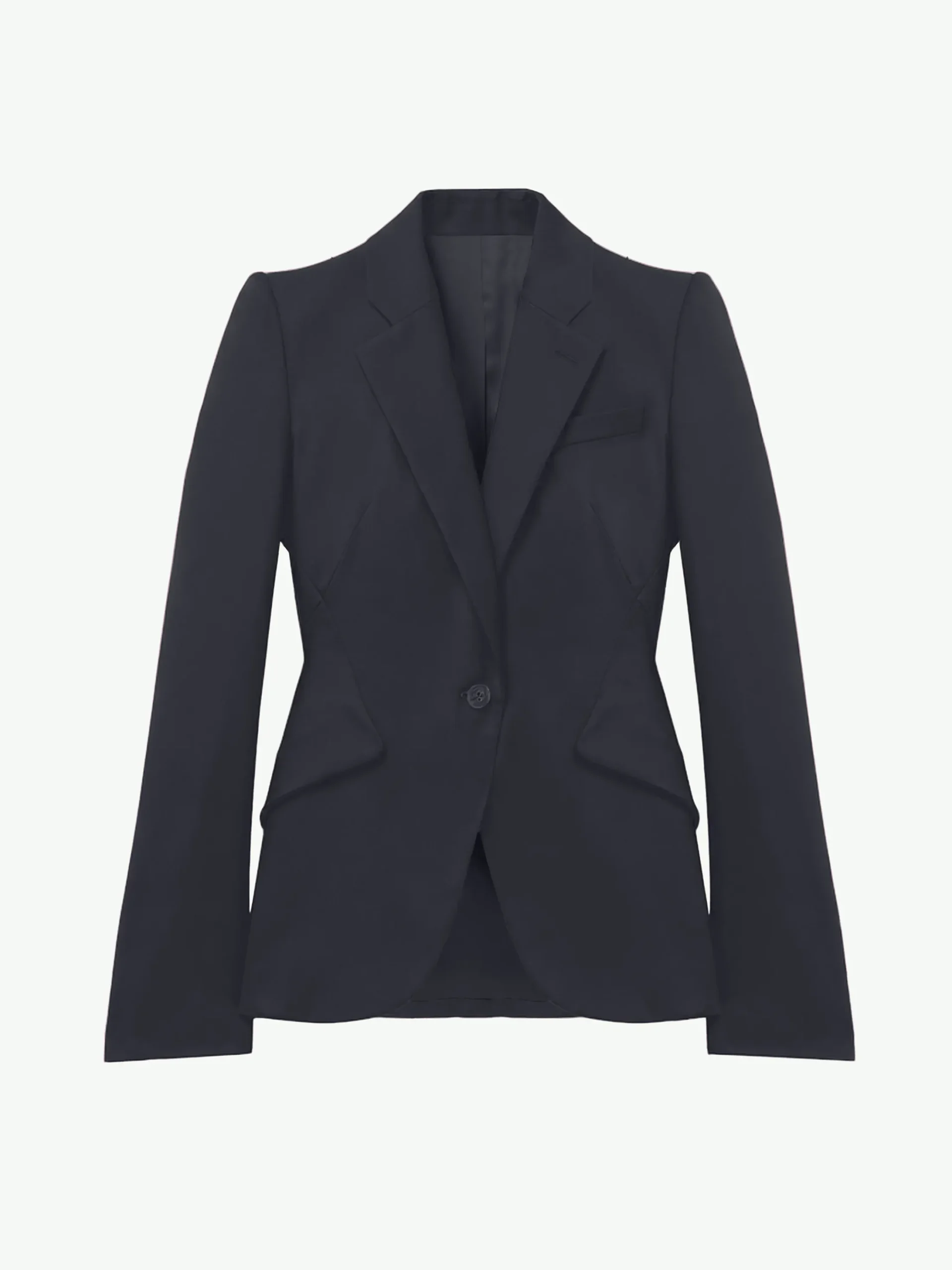 Women's Wool Single-breasted Jacket in Indigo