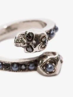 Women's Wrap-Around Skull Ring in Antique Silver-finish
